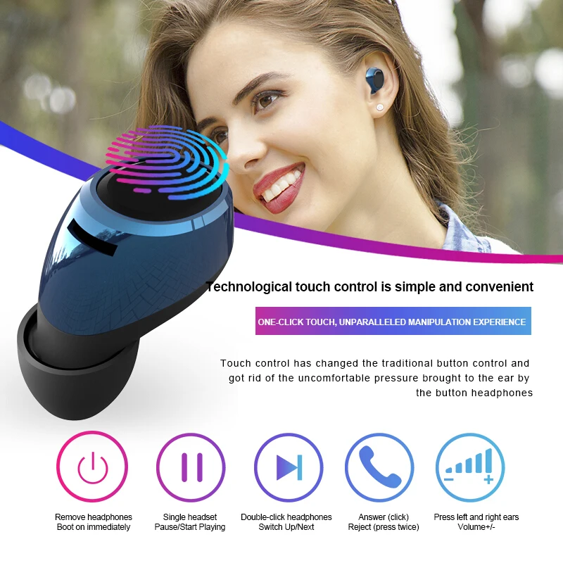 SOAIY Bluetooth 5,0 в уши Светодиодный дисплей питания бинауральные HD вызов истинные беспроводные наушники Водонепроницаемая гарнитура 6D стерео гарнитура