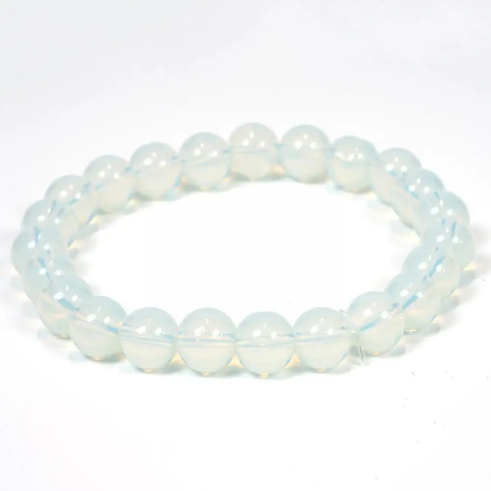 

White Crystal Natural Stone Streche Bracelet Elastic Beads Wholesale Cord Woman Gift Jewelry Lovers I3t8