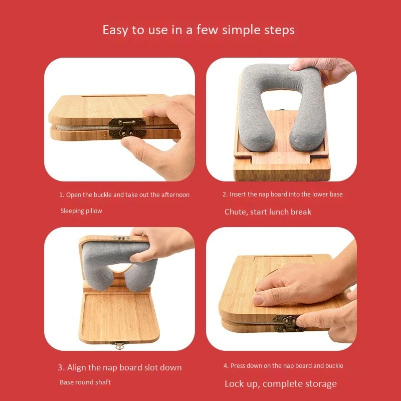 

Wood Foldable Nap Pillow Memory Foam Nap Pillow Neck Support Cushions Rest Lunch Break Pillow Cervical Health Pillows