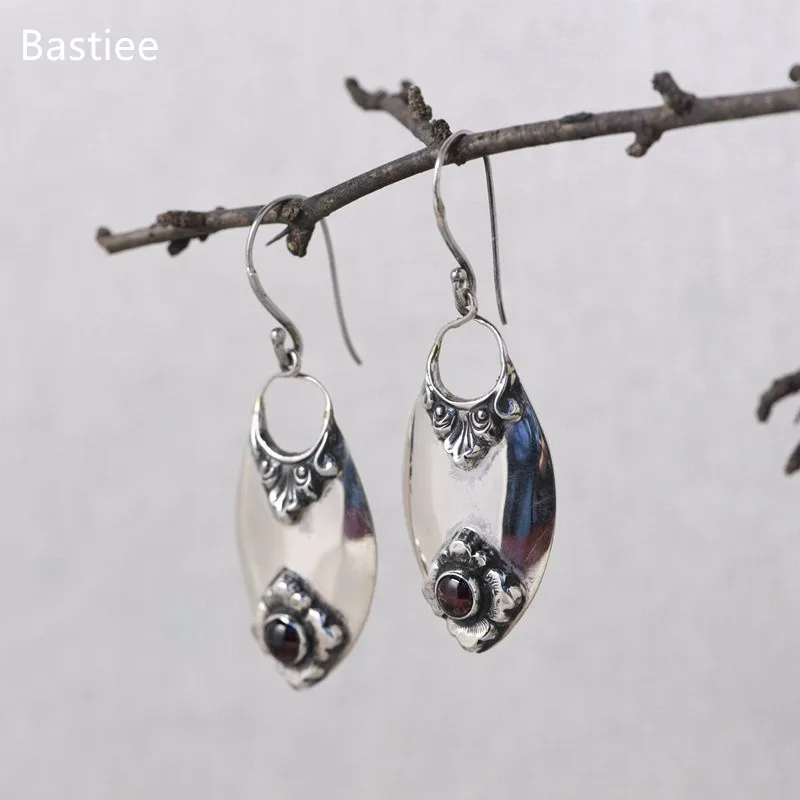 

Bastiee Earrings For Women Vintage Silver 925 Jewelry Korean Earrings Jade Dangle Earrings Silver Earrings Golden Plated