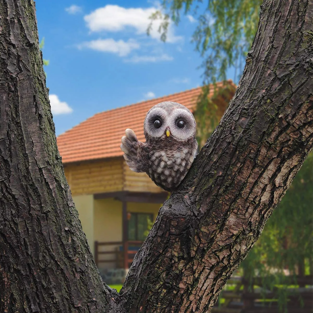 

Owl Yard Sculptures Statues Tree Face Peeker Decorations Gardening jardin decoration exterieure decoracion jardin exterior