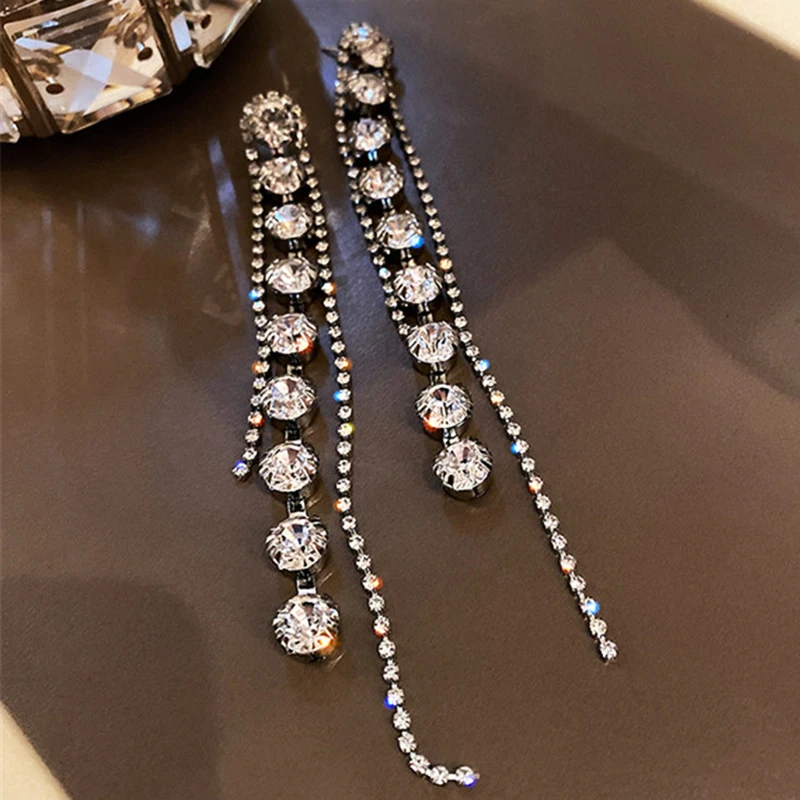 

Korean Hot 14k Gold Jewelry Real Gold Tassel Earrings for Women Top High Quality AAA Shiny Zirconia S925 Silver Needle Gift