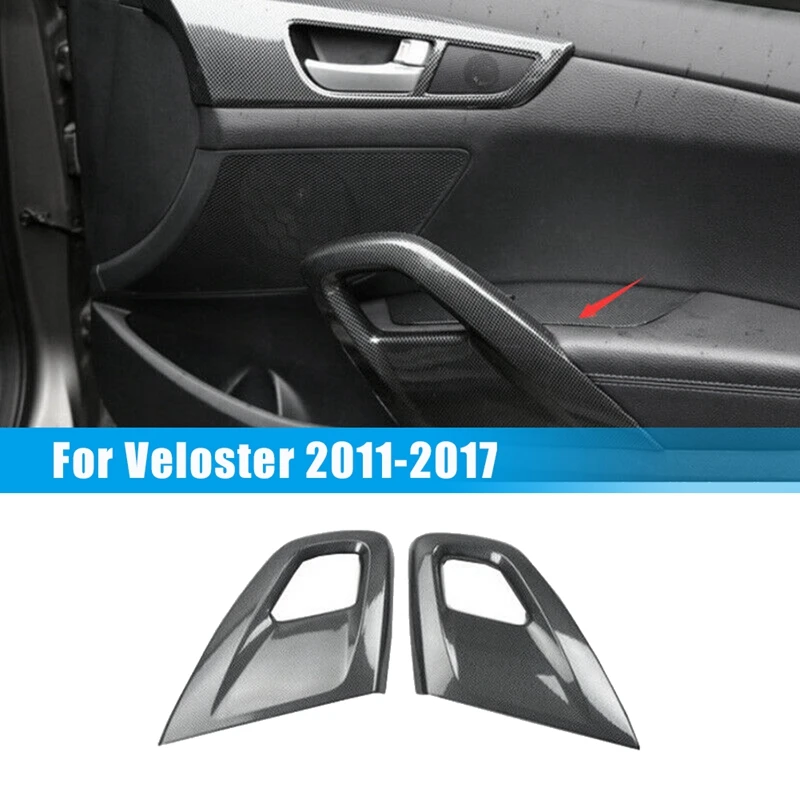 

Carbon Fiber Car Interior Door Armrest Pull Handle Protective Cover Trim for Hyundai Veloster 2011-2017 Accessories