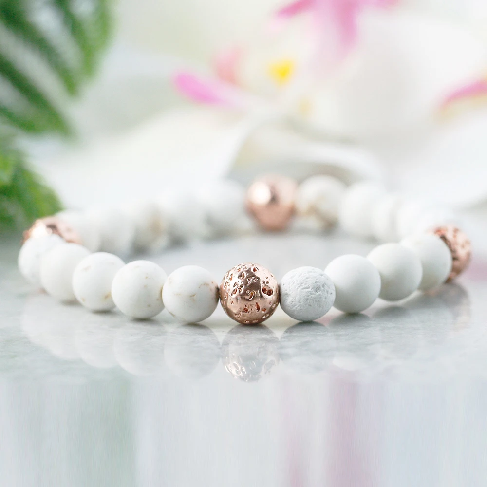 MG0957 8 мм белый Лава эфирное масло диффузор энергии браслет тревога облегчение
