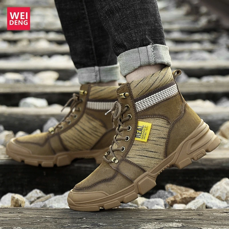 Weideng Plus Size 37-45 Genuine Leather Warm Boots Men Casual Winter Outdoor Women Snow Shoes High Quality Lace Up Soft Non Slip