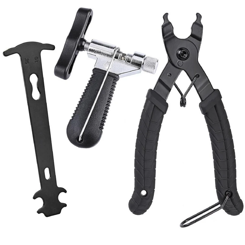 

3Pcs Bike Chain Whip 3 In 1 Sprocket Remover Wrench Freewheel Removal Tools+Bicycle Chain Gauge Bicycle Crank Remover Repair Kit