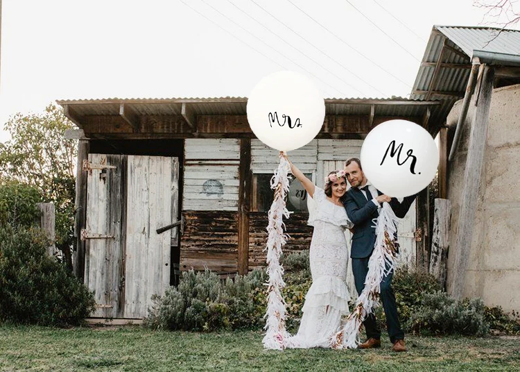 36 дюймов Mr Mrs из белого латекса воздушные шары для Свадебная вечеринка воздушный