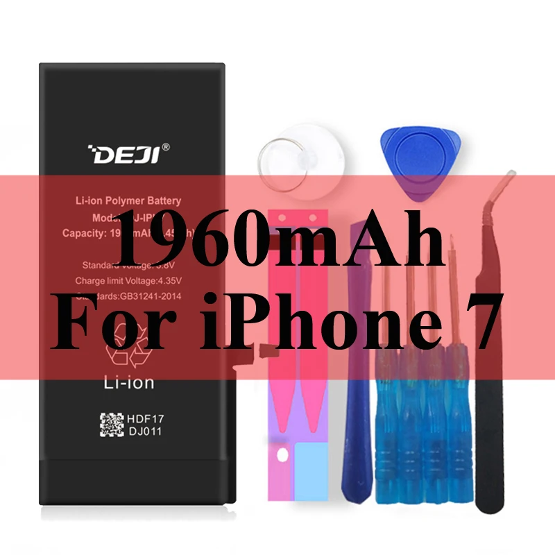 1960mAh For iPhone 7 Deji Аккумулятор для Apple iPhone 5S SE 6 6s 7 4s 5 8 X SE 6Plus 6sPlus 8Plus Plus iPhone7 1430mAh-3410mAh сменный литий-полимерный батарея+бесплатный инструмент для Apple iPhone 5s SE 6 6s 7 Мобильный телефон батарея - Цвет: 1960mAh For iPhone 7