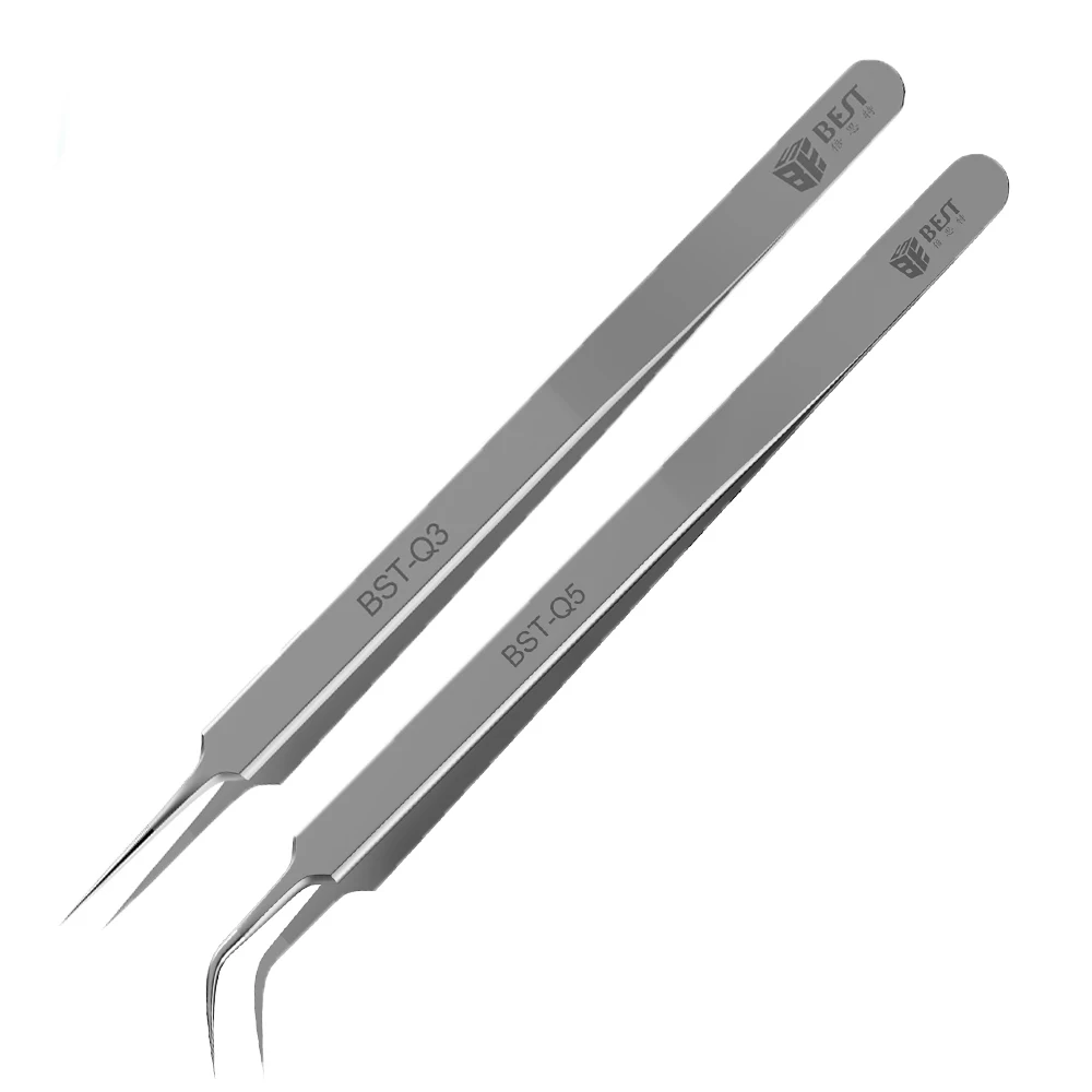 1Pcs Precision Tweezers Ultra Thin Straight Curved Fine Tips Forceps Clips for 0.01mm Jump Fly Line CellPhone Repair Hand Tool