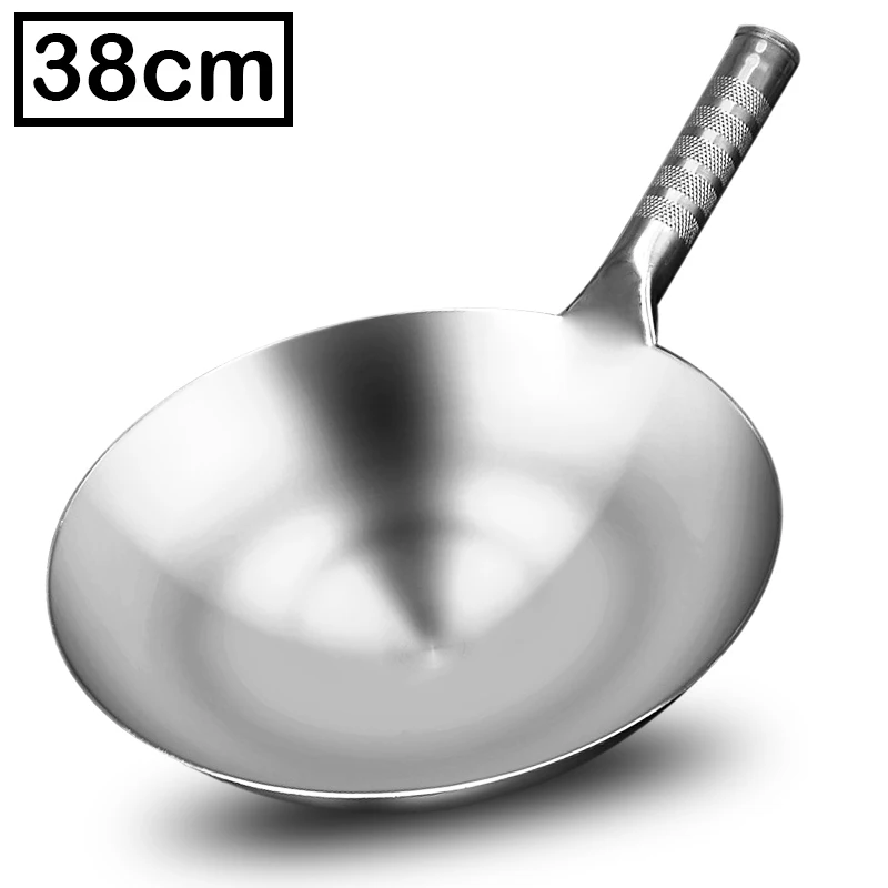 

38cm Stainless Steel Wok Uncoated Wok 1.8mm Thick High Quality No Rust Gas Stove For 5~6 People
