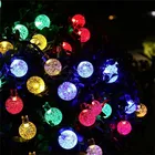 Светодиодная гирлянсветильник с хрустальными шариками, рождественсветильник уличный шнурок с лампочками для украшения сада, свадьбы, вечеринки, питание от батарейки, 5 м, 10 м
