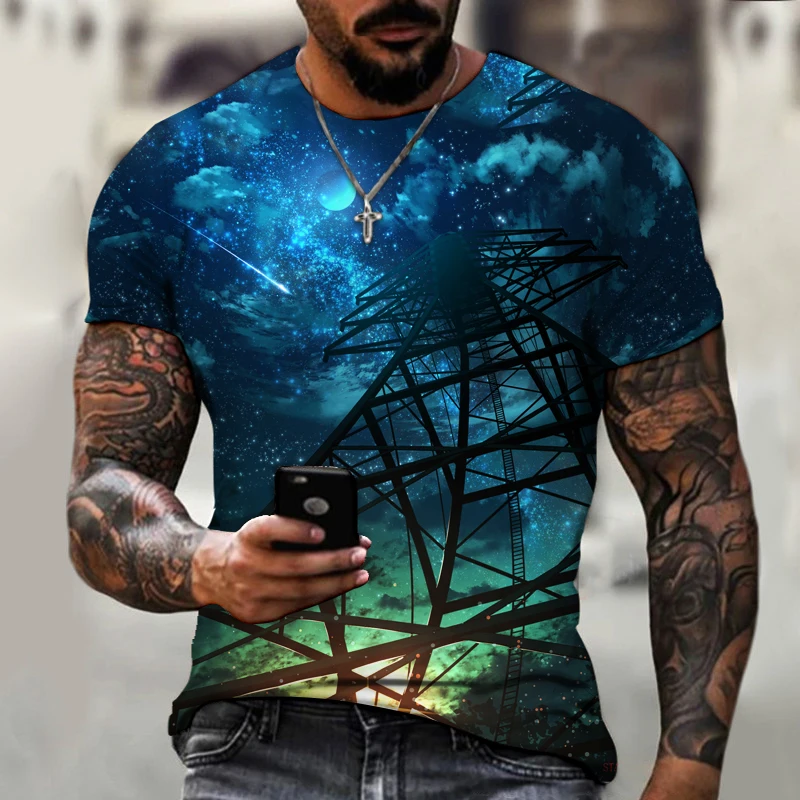 

New Space Galaxy 3D Printing O-neck T-shirt For Men And Women Starry Sky Sci-fi Future Street Fashion Top