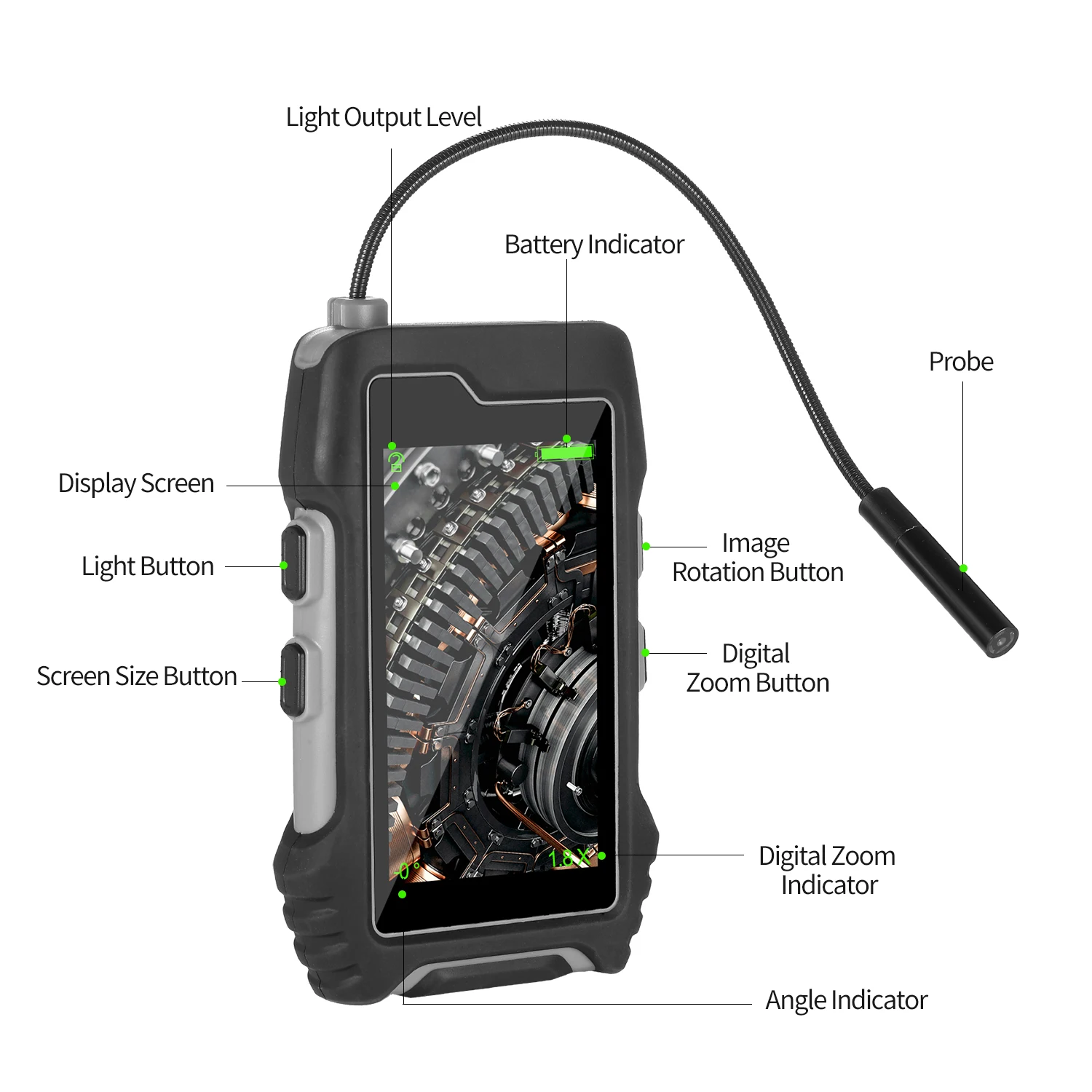 Portable 4.3&quot Waterproof Industrial Endoscope with 2.7&quot Soft Pipe Probe Camera for Vehicle/Air Conditioner/Pipeline Repairing |