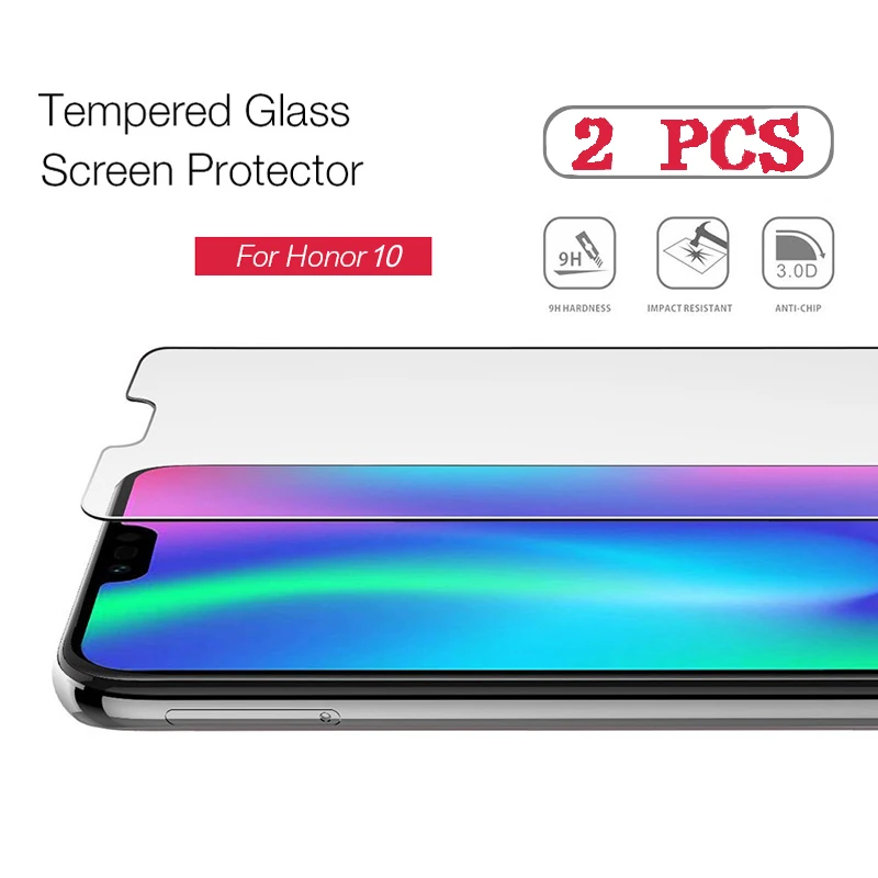 2 шт. закаленное стекло на Honor 10 Защитное для экрана Защитная пленка телефона Tremp