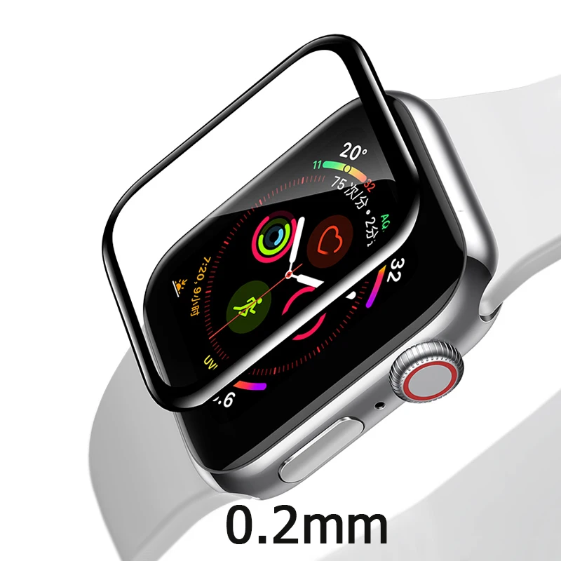 HD Transparent Тонкое защитное стекло Baseus 0,23 мм для Apple Watch 1 2 3 4 5 3D полное покрытие закаленное стекло для iWatch 4 3 2 Защита экрана - Цвет: HD Transparent