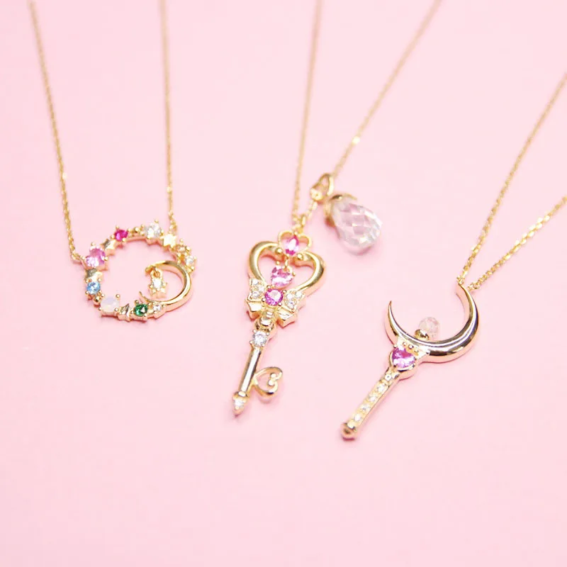 Ожерелье из серебра 925 пробы с подвесками для женщин ожерелье в стиле аниме