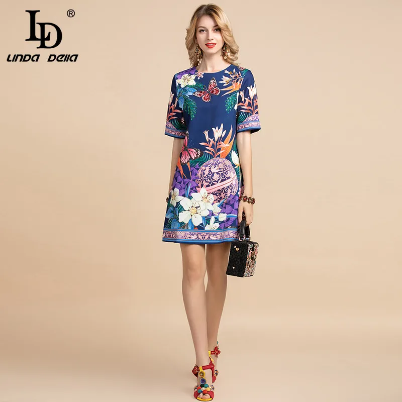 LD LINDA DELLA элегантное дизайнерское летнее платье для женщин с коротким рукавом
