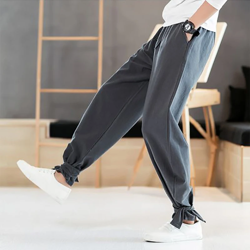 

Men's Cotton And Linen Lantern Pants Chinese Style Retrp Pants For Men 2020 New Autumn Casual Pants Loose Linen Men's Trousers