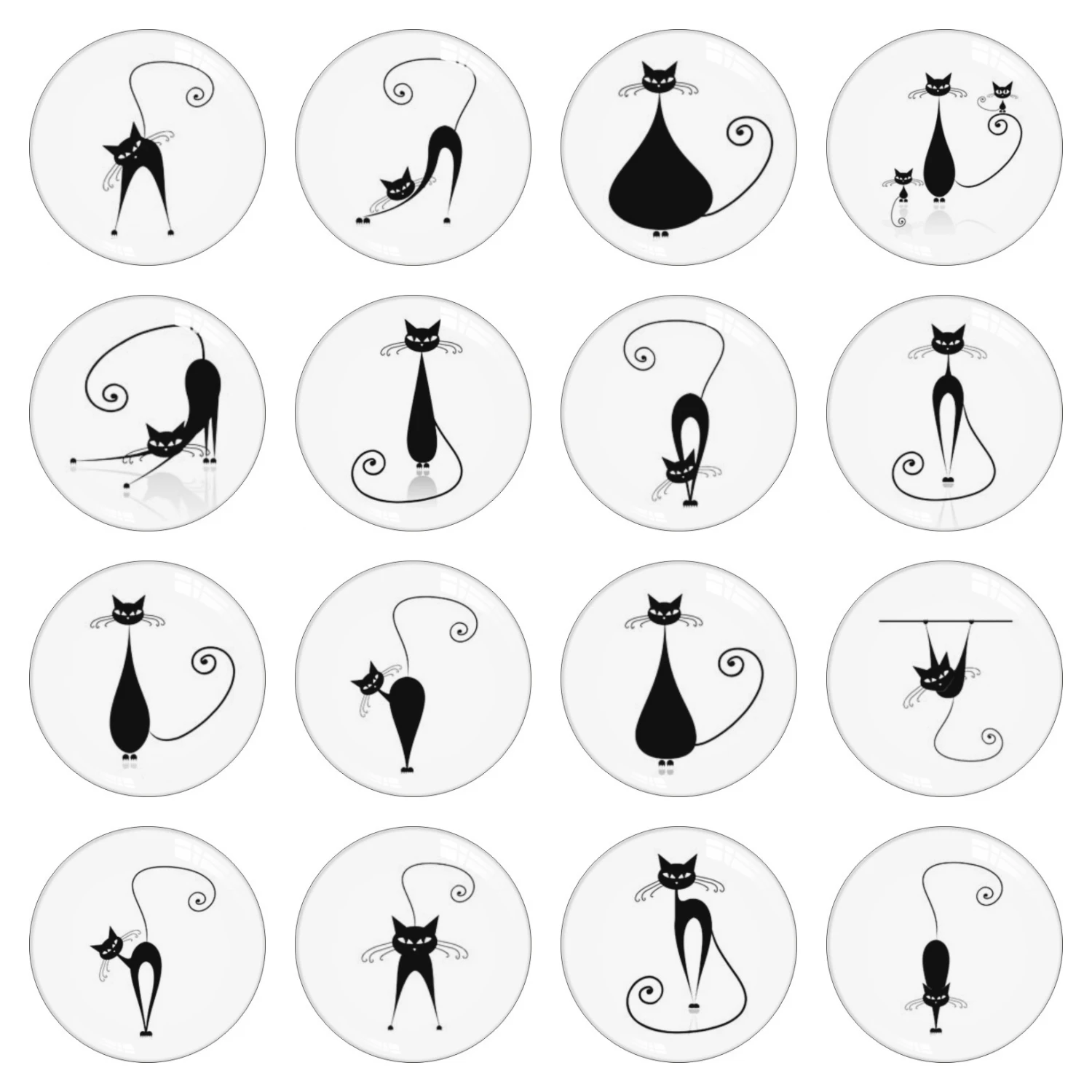 Милый мультяшный Кот фото стеклянный кабошон демонстрационный плоский задник 12