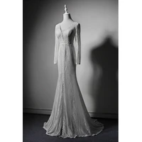 mermaid wedding dresse for bride long sleeves split corset back elegant lace french retro bridal gowns for women 2020 vs46