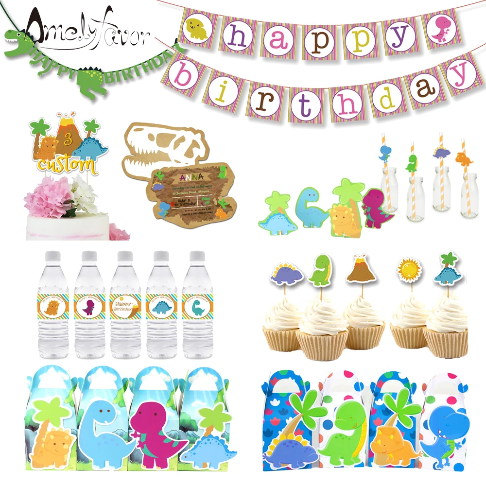 Принадлежности для вечеринки в виде динозавра Подарочная коробка с