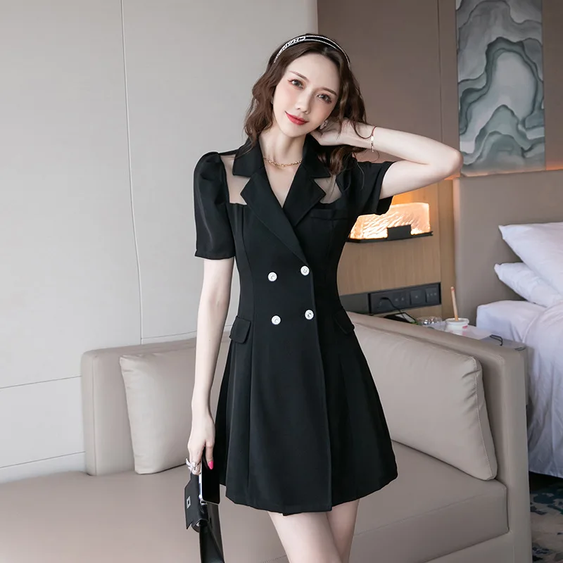 

Women Dresses Office Ladies Bodycon Bandage Suit Summer Dress Elegant Black Patchwork Mesh Sundress Party Sexy Aline Clothes