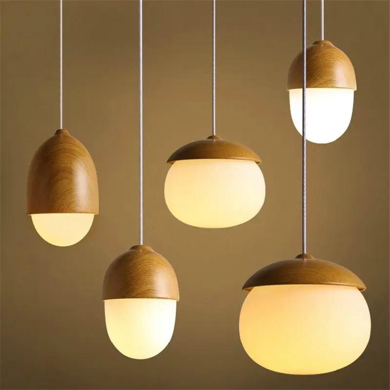 

Modern Home Nuts Dinner Light Iron Wood Grain Pendant Lamp E27 Bulb Bed Lights A/ B/C/D Style Cafe Lights Free Shipping