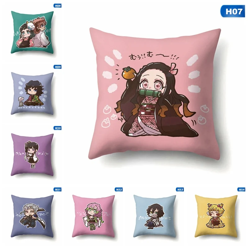

Sofa Cushion Covers Cartoon Japanese Anime Demon Slayer Cushion Chair Home Decor Pillow Case Pillowcase 45*45 Pillow Cover