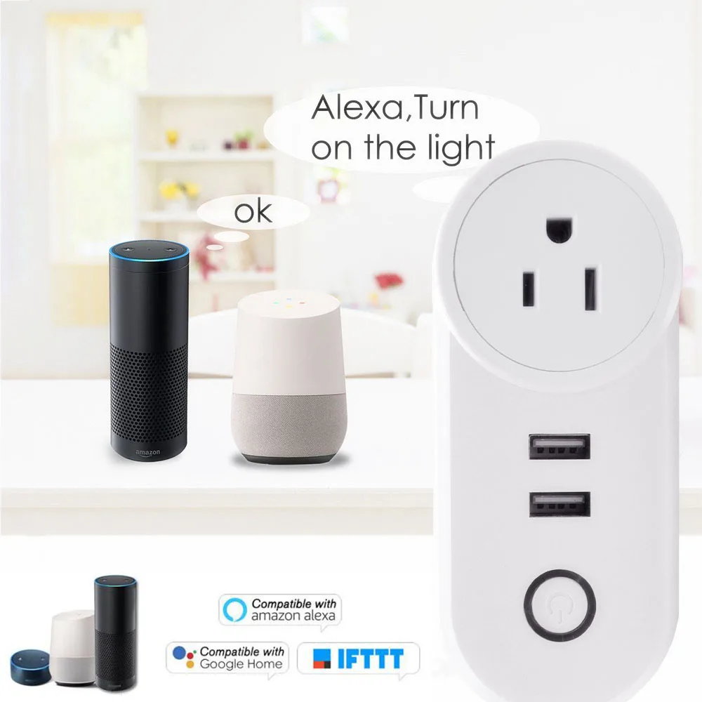 Ewelink Wi-Fi розетка Smart 2-USB 10A розетка FR UK US EU разъем приложение дистанционное управление для Alexa Google Home IFTTT интеллектуальная розетка