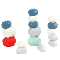 creative wooden stones colorful nordic style stacking rainbow game jenga set balancing building blocks for kids montessori toy