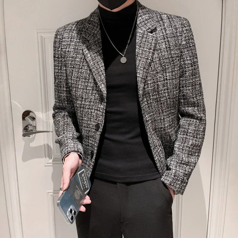 

Autumn winter men's social guy Mi Cotton Linen Jacket Suit slim suit