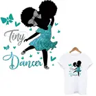 Блестящая Термотрансферная наклейка на одежду для танцев и девочек, модная детская футболка, толстовки с капюшоном, термоклейкие нашивки для одежды, декор с аппликацией