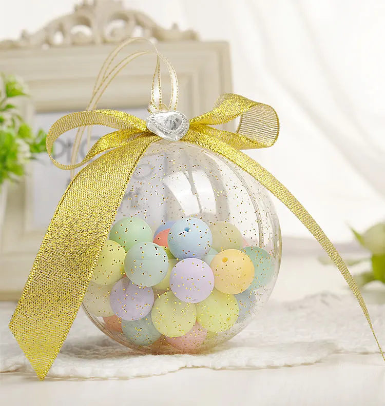 

70 шт. 7 см украшения для рождественской елки прозрачный шар прозрачный пластиковый шар для свадьбы коробка для конфет сувениры Подарочная с...