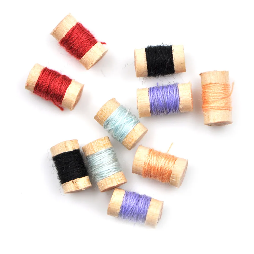 

Kids 1:12 Miniature Wooden Sewing Tools Kit Decor Gift for Doll Accessories