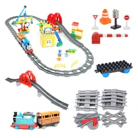 rail transport big size building blocks creative track accessories assemble toys for children bricks compatible city train set