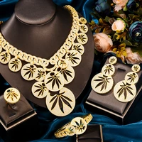 gorgeous brand new luxury exclusive leaf necklace bangle earrings ring jewelry set for bridal wedding women noble show jewelry