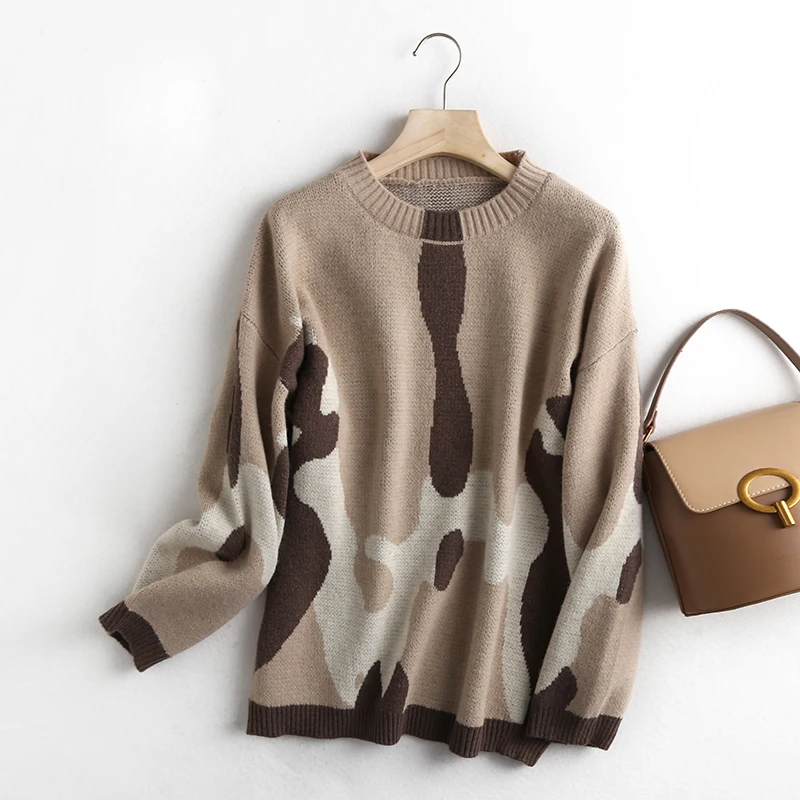 

Women 2020 Fashion Elegant Office Lady Knitted Sweater jumper O Neck Female Oversize Pullovers Chic Tops BC105