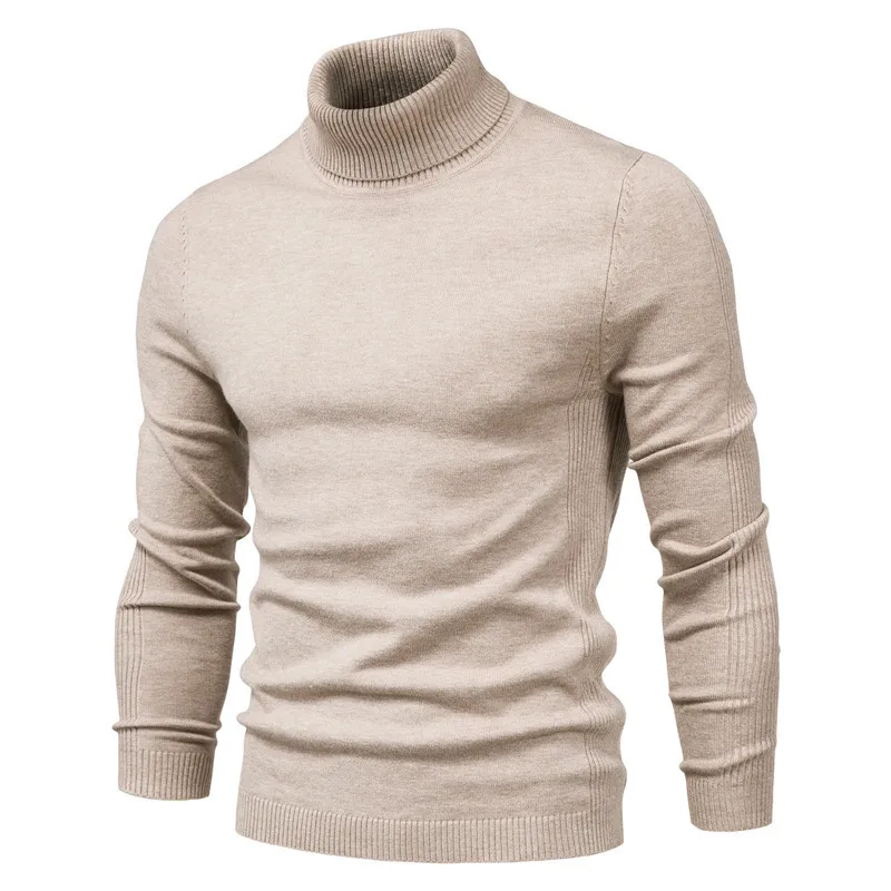

Winter High Neck Warm Men's Sweater Turtleneck Sweaters Slim Fit Pullover Autumn Solid Color Knitwear Tops Casual Men's Clothing