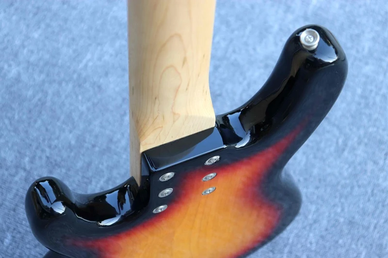 Sunburst Цвет 5 струнная электрическая бас-гитара глянцевый полный корпус из красного дерева болт на бас-гитаре ra