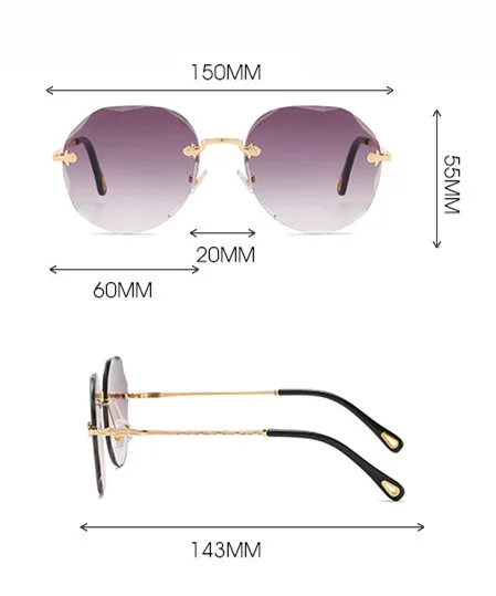 VWKTUUN солнцезащитные очки для женщин 2020 оверсайз без оправы Oculos UV400 оттенки