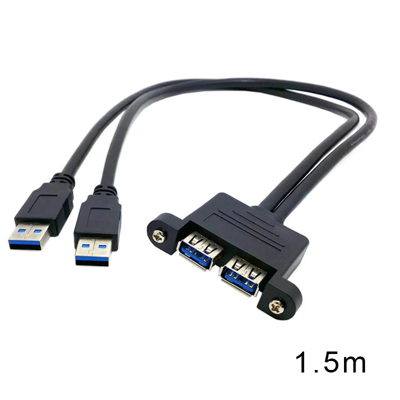 2019 Горячий двойной USB 3 0 Мужской к женскому Удлинительный кабель с резьбовым