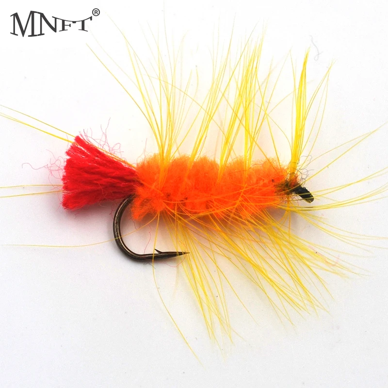 MNFT 10 шт. желтый шерстяной червь Летающий красный хвост фотокрючки 6 #|Наживки для