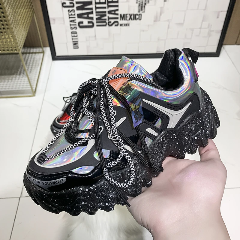 Кроссовки TYDZSMT женские на массивной платформе кроссовки с блестками красные