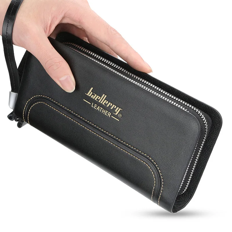 Luxury Brand Men Wallets Long Clutch Purse Large Capacity Zippers Wallet Male PU Leather Wallet Men Business Wallet