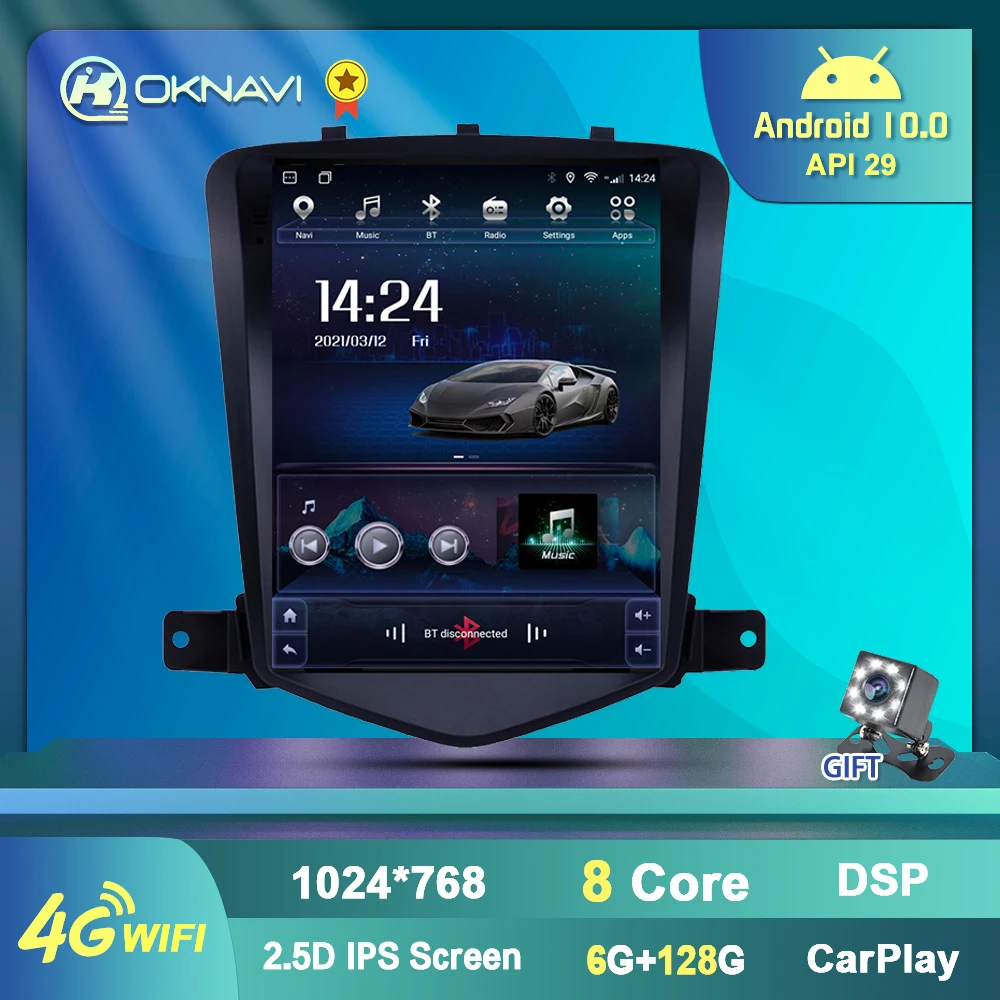 Автомагнитола 6 + 128 ГГц для Chevrolet Cruze Lacetti Classic Lacett 2009 2015 Tesla Style 4G BT мультимедийный