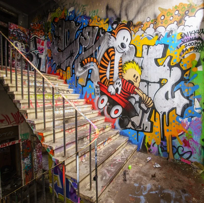 Гранж фон в стиле граффити для фотографии с изображением стены Лестница