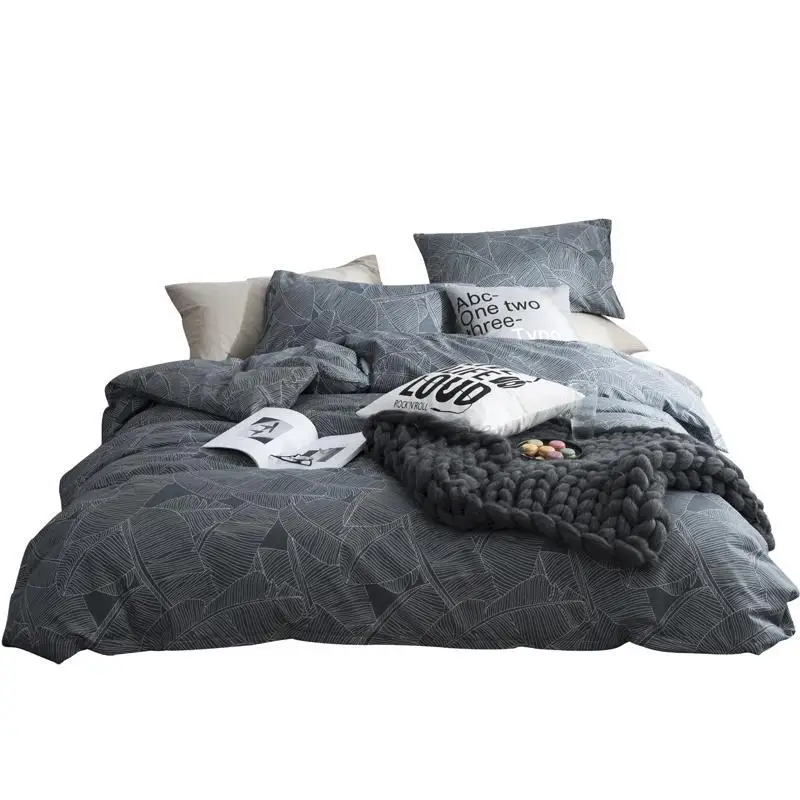 

50simple 100% cotton The letter printing cover pillowcase 3pcs black and white bedding set