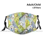 Budgie Parakeets индивидуальный дизайн для взрослых детей Пылезащитный фильтр Diy Милая смываемая маска с принтом