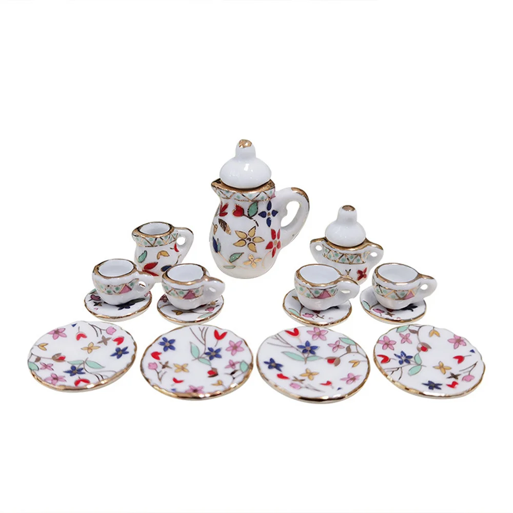 

Fashion Dollhouse Accessories Miniature Items Mini Ceramic Tea Set 1:12 Doll House Furniture Children's Play House Toys