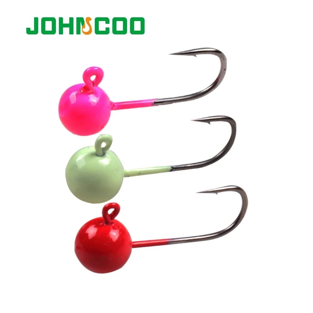 

JOHNCOO 10pcs Fishing Jig Head Hook 1g-7g Ball Jig Head Worm Bait Hook Fishing Jigs for Bass Fishing Hook